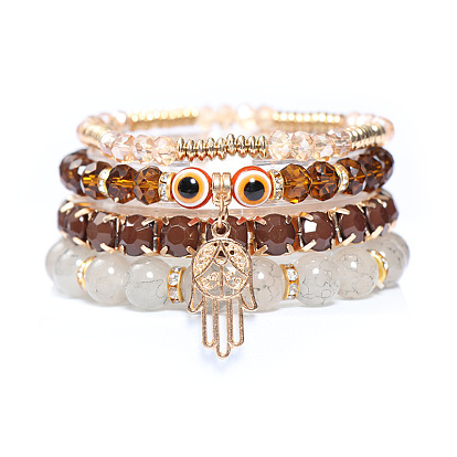 Jewelry Devil's Eye Palm Bracelet Imitation Agate Alloy Multicolor Bohemian Glass Bracelet