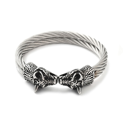 Мужские браслеты-манжеты viking 304 с открытыми манжетами из нержавеющей стали, волк