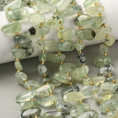 Природные пренит нитей бисера, слеза, Топ пробуренной, с бисером