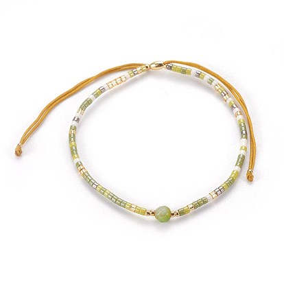 Perles en verre de graine bracelets, avec pierre naturelle, perles et fil de nylon
