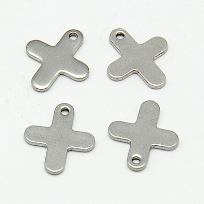 304 Stainless Steel Tiny Cross Charms, Greek Cross, 12x10x1mm, Hole: 0.5mm