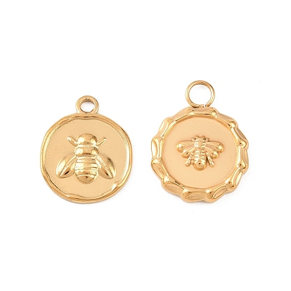 304 подвески из нержавеющей стали, плоский круг с подвесками в виде пчелы, ионное покрытие (ip)