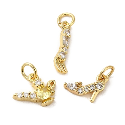 Латунные микропаве прозрачные подвески с фианитом, без кадмия, без никеля и без свинца, реальный 18 k позолоченный