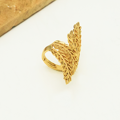 Латунные манжеты открытые кольца для женщин, лист