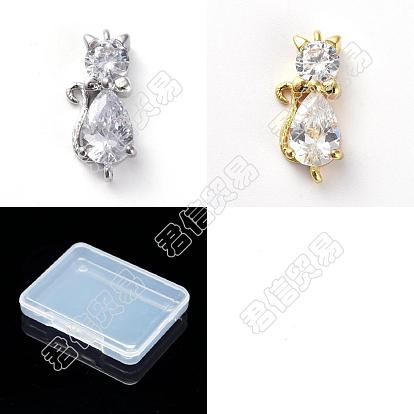 12 Stück 2 Farben Messing klare Zirkonia Verbindungsstück Charms, Katze