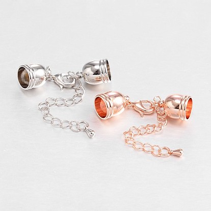 Brass Chain Extender, with Cord Ends and Lobster Claw ClaspsCadmium Free & Nickel Free & Lead Free