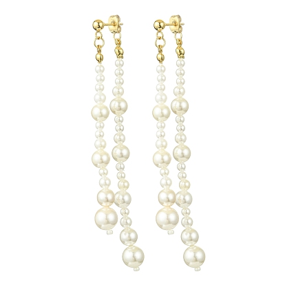 Круглые женские серьги-гвоздики с кисточками и жемчужными бусинами, серый