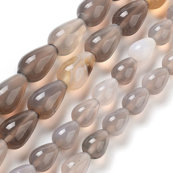 Серые натуральные бусины из агата , слеза