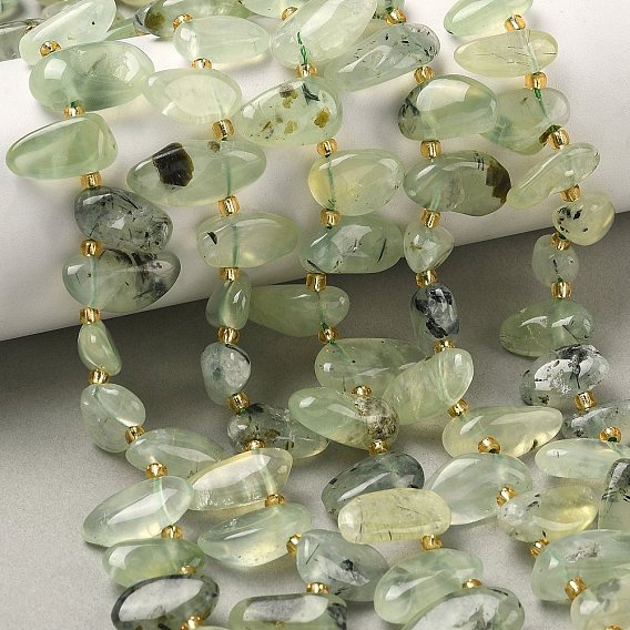 Природные пренит нитей бисера, слеза, Топ пробуренной, с бисером