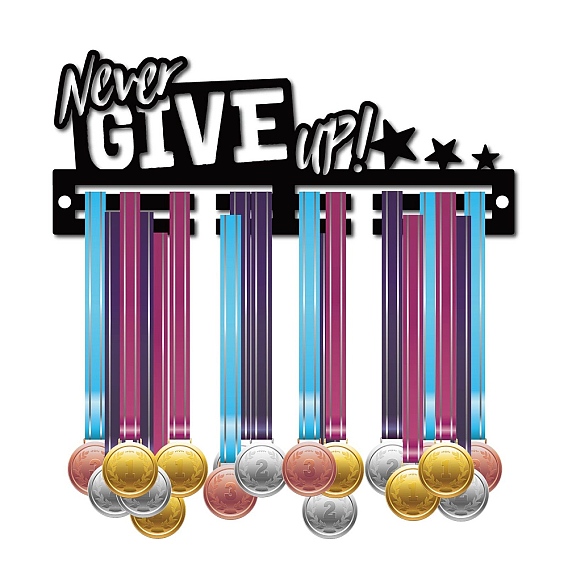 Акриловый держатель медали, вешалка для медалей, с крючками для вешалок, рамка держателя медали, прямоугольник со словом никогда не сдавайся