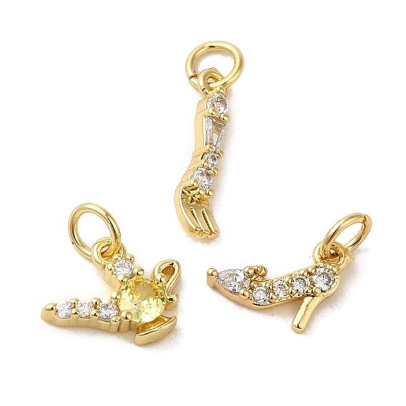 Латунные микропаве прозрачные подвески с фианитом, без кадмия, без никеля и без свинца, реальный 18 k позолоченный