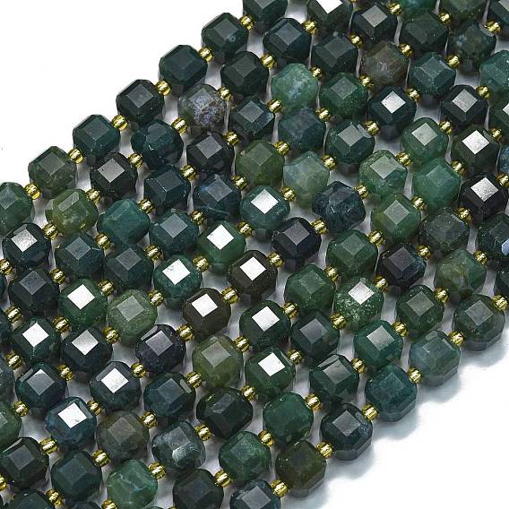 Природные моховой агат бисер нитей, с бисером, граненый стол, вырезанный куб