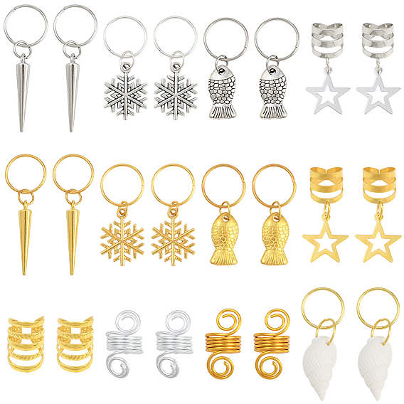 120шт. 12 стили, кольца для дредов из сплава и железа, украшение для волос, манжеты для волос