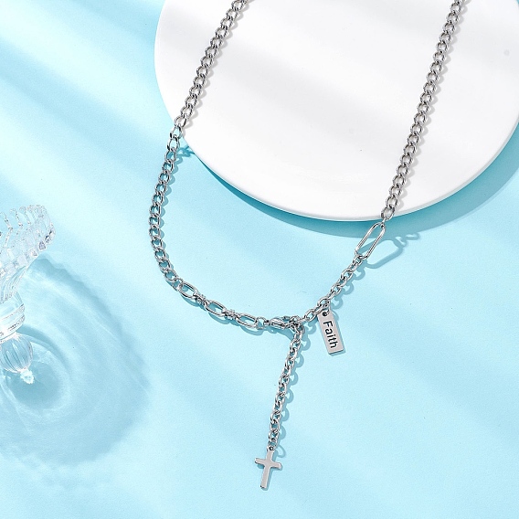 304 ожерелья из нержавеющей стали с подвеской в виде креста и кисточки, не тускнеет