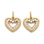 Brass Clear Cubic Zirconia Charms, with Jump Ring, Heart
