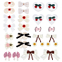 24Pcs 12 Styles Polyester Iron on Sew on Patches, Costume Accessories, Bowknot & Heart & Flower & Cherry