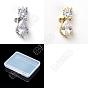 12Pcs 2 Colors Brass Clear Cubic Zirconia Connector Charms, Cat