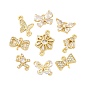Подвески/звенья из латуни с прозрачным кубическим цирконием, бант/бабочка/веер/морская звезда, реальный 14 k позолоченный
