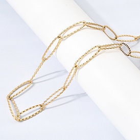 304 Ожерелья из овальных звеньев с текстурой нержавеющей стали, ионное покрытие (ip)