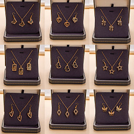 Ожерелья с подвесками из сплава и стразами и наборы серег-подвесок для женщин