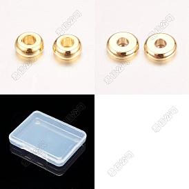 200Pcs 2 Styles Brass Spacer Beads, Nickel Free, Flat Round