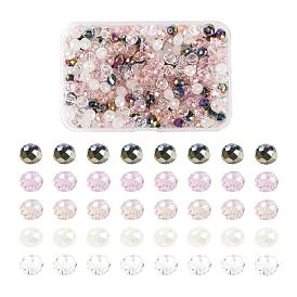 500 pcs 5 couleurs styles mélangés perles de verre, facette, rondelle