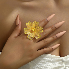 Элегантное железное открытое кольцо-манжета в виде цветка для аксессуаров к женскому свадебному платью