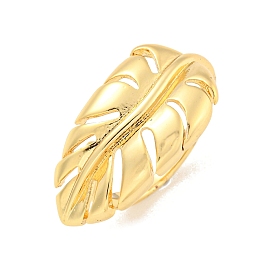 Brass Leaf Open Cuff Ring for Women