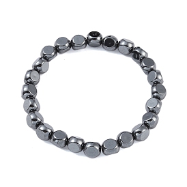 Faceted Round Synthetic Non-Magnetic Hematite Stretch Bracelets for Men