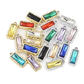 K5 Glass Pendants, Alloy Findings, UV Plated, Rectangle