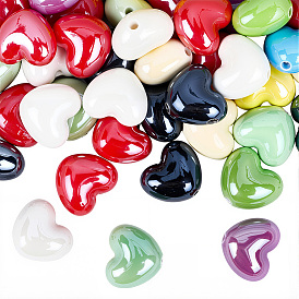 50шт. фарфоровые бусины ручной работы, яркие глазированный фарфор, сердце