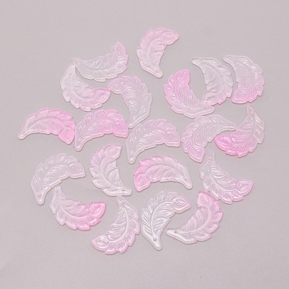 Glass Pendants, Double Engraving, Leaf Charms