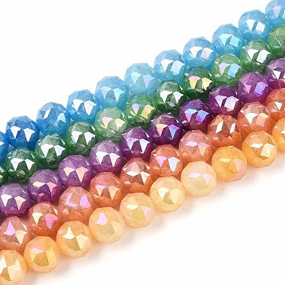 Антикоррозийные гальванические стеклянные бусины, круглые, имитация нефрита, градиент цвета, граненые