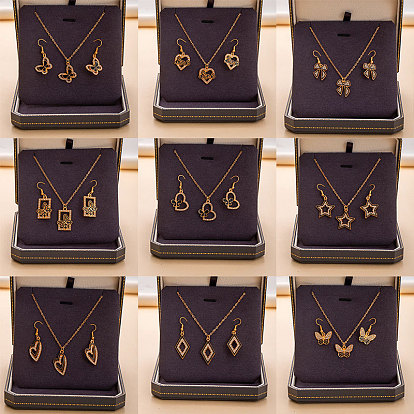 Ожерелья с подвесками из сплава и стразами и наборы серег-подвесок для женщин