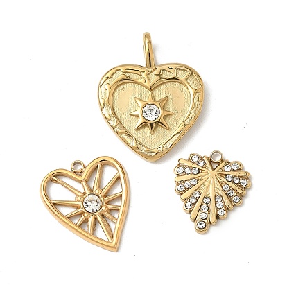 304 из нержавеющей стали горный хрусталь подвески, сердце, ионное покрытие (ip)