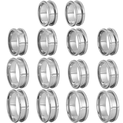14 шт. 7 стили 201 нержавеющая сталь рифленые кольца для пальцев, кольцевой сердечник, для изготовления инкрустации