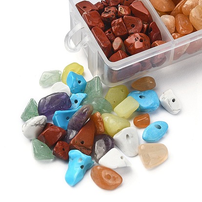 84~91G 7 Styles Chakra Gemstone Chip Beads Strands, Mixed Dyed and Undyed