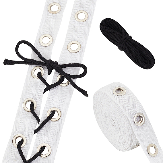 5 ярдов хлопчатобумажных лент с люверсами, с хлопковыми нитями толщиной 10m, для поделок ремесел