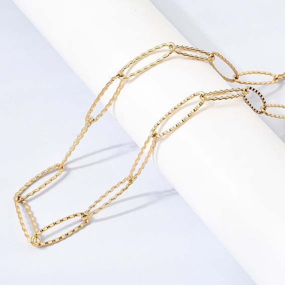 304 Ожерелья из овальных звеньев с текстурой нержавеющей стали, ионное покрытие (ip)