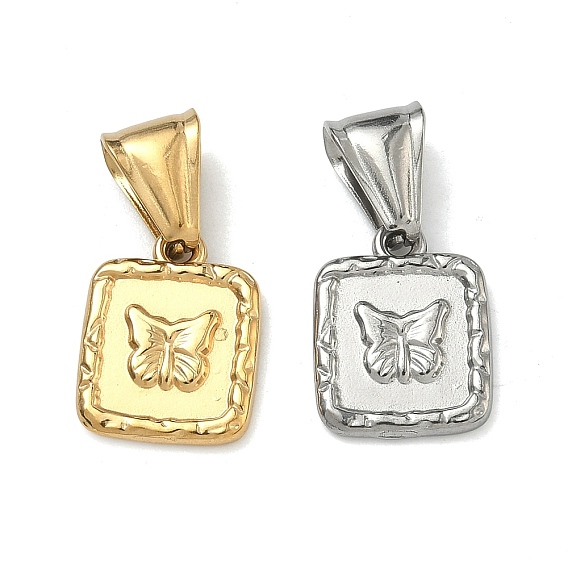 Текстурированные 304 подвески из нержавеющей стали, квадрат с подвеской-бабочкой