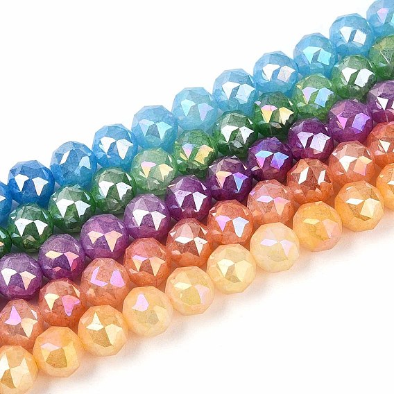 Антикоррозийные гальванические стеклянные бусины, круглые, имитация нефрита, градиент цвета, граненые