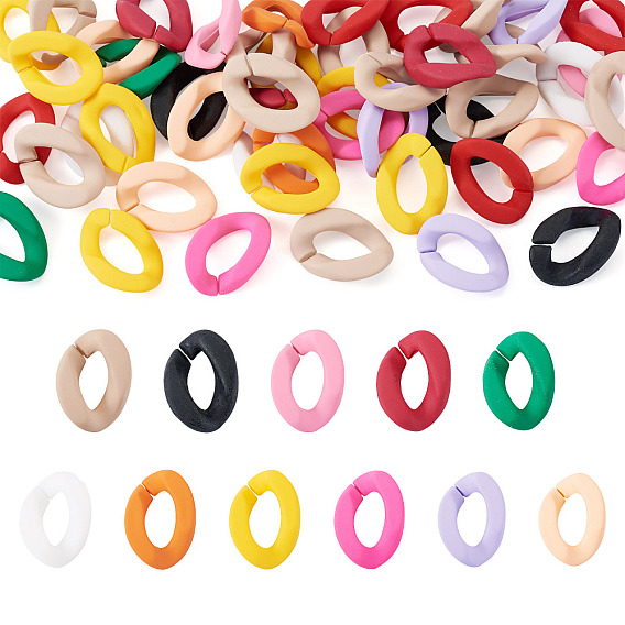 50шт. акриловых соединительных колец с прорезиненным покрытием, разъемы для быстрой связи, для изготовления бордюрных цепей, твист