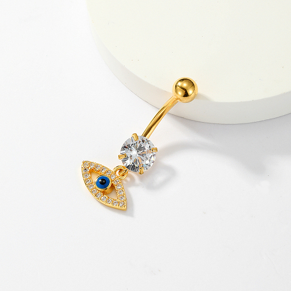 Кольца для пупка в форме глаза 201 из нержавеющей стали с прозрачным кубическим цирконием для женских праздничных нарядов