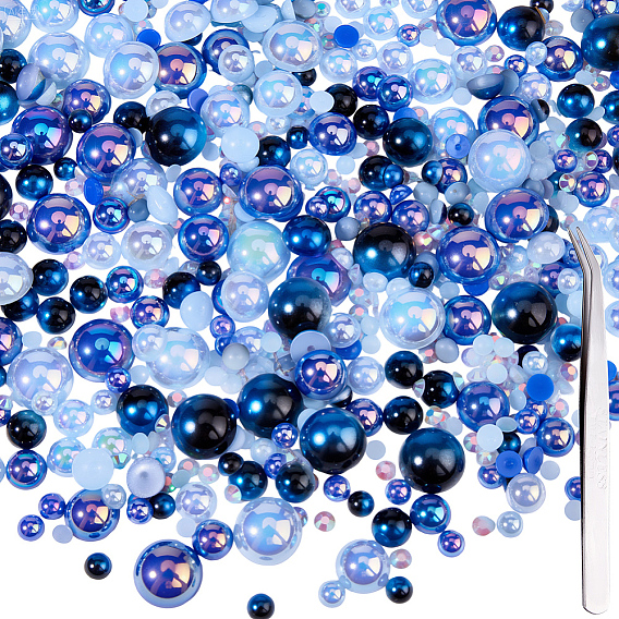 1 набор кабошонов из смолы, полукруглый, имитации жемчуга, 1Железные пинцеты для ПК