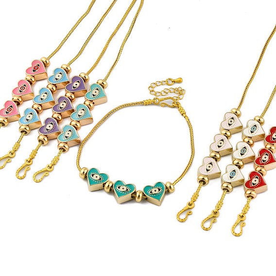 Латуни европейские браслеты, эмалевый бисер, реальный 18 k позолоченный, сердце
