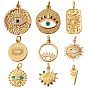 9Pcs 9 Style Brass Pendant Sets, with Cubic Zirconia, Enamel, Jump Rings, Mixed Shapes