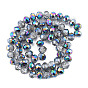 Transparent Crackle Electroplate Glass Beads Strands, Half Plated, Faceted, Abacus
