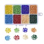 12/0 Grade A Transparent Glass Seed Beads, Silver Lined Round Hole, with Plastic Box, Round