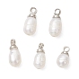 Натуральные культивированные пресноводные жемчужные рисовые подвески, с латунной поручительств, белые