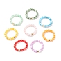 8Pcs 8 Colors Natural Shell & Brass Round Beaded Stretch Rings for Women
